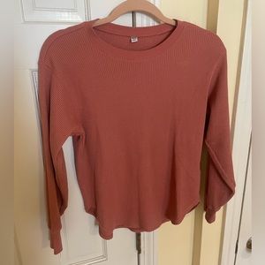Uniqlo mauve cozy waffle-knit top